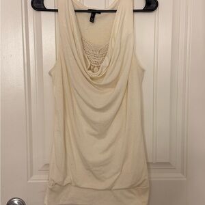 FANG Cream Drape Neck Tank Top